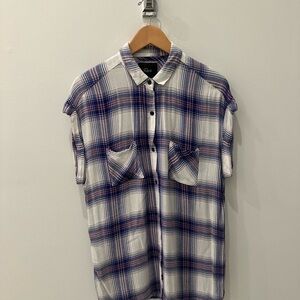 Rails Navy and White Plaid Button Down Shirt
